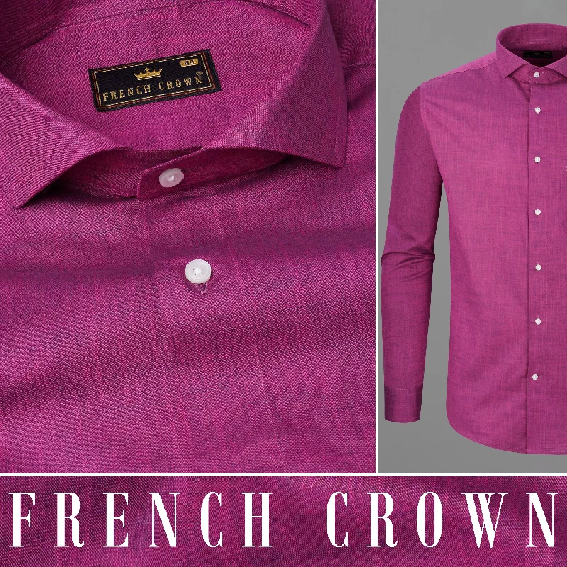 Women's Blouse with Low CollarHibiscus Purple Chambray Shirt