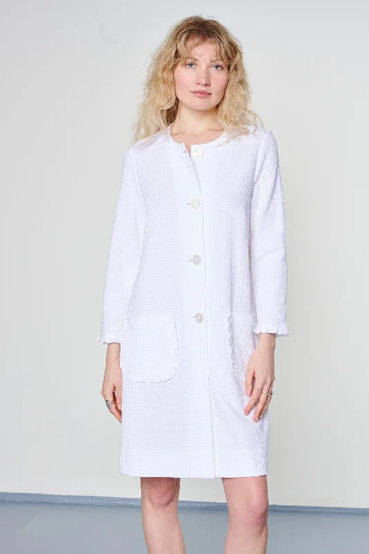 women's pajamas with snap buttons- Robe bio cotton Waffelpique BASIC COLLECTION