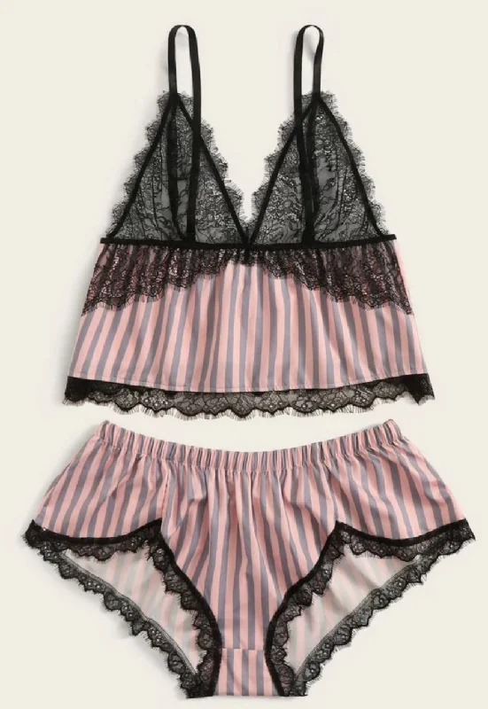 wireless bra for breastfeedingstriped 2pc bralette short set