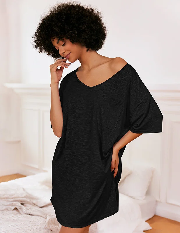 women's pajamas for those who want to feel pampered and lovedEkouaer Casual V Neck T-shirt Nightgown (US Only)