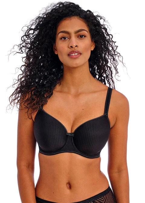 plus-size underwire bra with wide underbandIdol Black Uw moulded Balcony T-shirt Bra