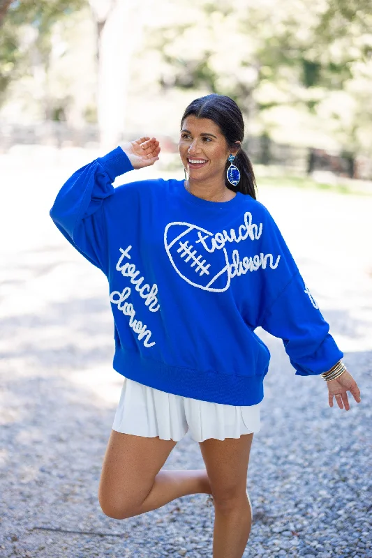 Women's Blouse with U-Shaped CollarTouchdown Obsessed Blue Football Sweatshirt