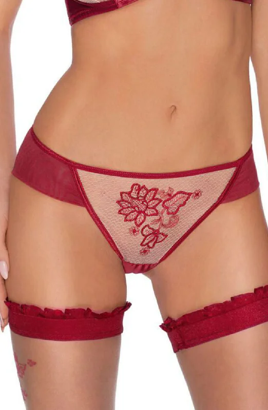 floral print hipster panties with a stretchable waistbandLadies Gorgeous Sexy Satin Sides Mesh Flower Embroidery Thong A137