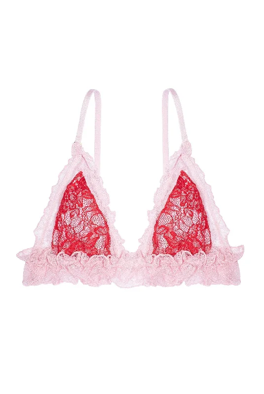 plus-size lace overlay nursing braGLACE Ruffled Triangle Bra