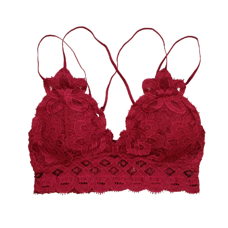 plus-size wireless braBurgundy Crochet Bralette