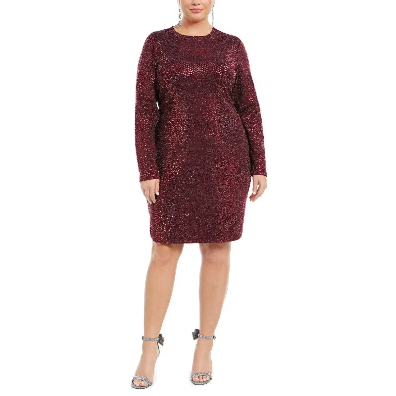 Women's One-Shoulder DressesB Darlin Women's Trendy Plus Size Sequined Bodycon Dress Red Size 14