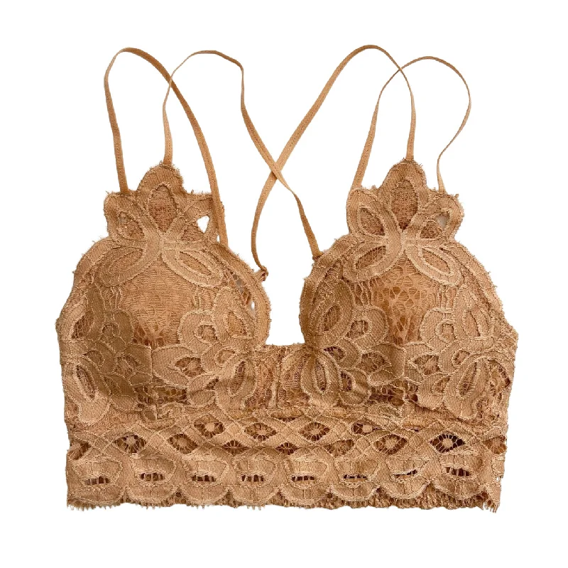 padded plunge braPale Orange Crochet Bralette