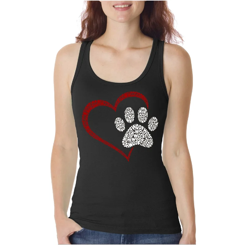 Women's Blouse with Shirt CollarPaw Heart - Women's Word Art Tank Top