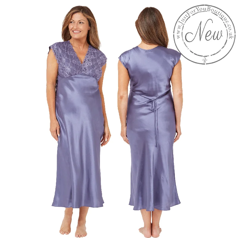 women's pajamas with a perfect blend of style and comfortPlain Light Blue Wide Strap Full Length Long Sexy Satin Nightdress Negligee PLUS SIZE