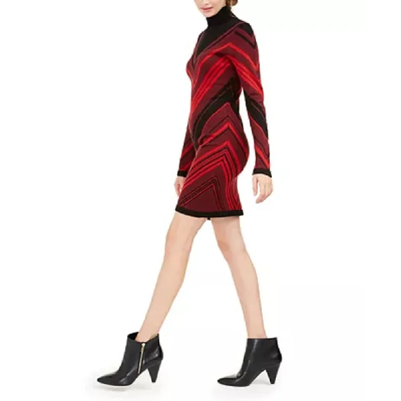 Women's Shawl Collar DressesPlanet Gold Juniors' Turtleneck Bodycon Sweater Dress Red Size Xx Small