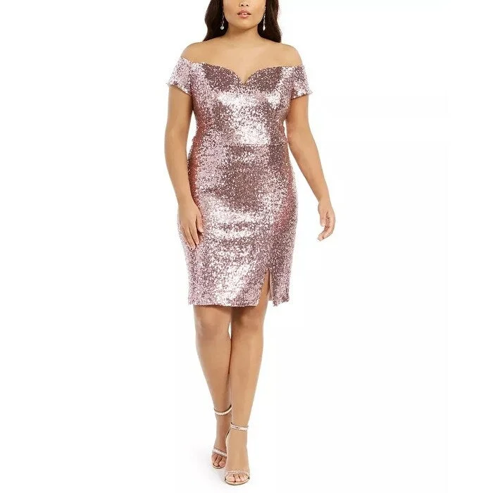 Women's Empire Waist DressesB Darlin Women's Trendy Sequined Bodycon Dress Pink Size 14