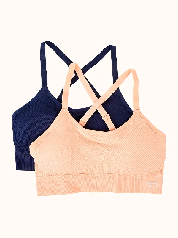 molded cup bra for shape retentionMixed Texture Camisole Bra (2 Pack) - Peach