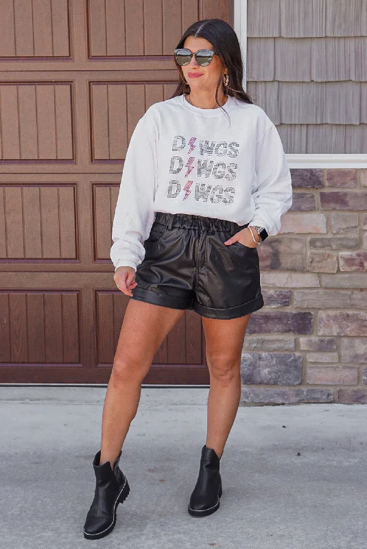 Women's Blouse with Sweetheart CollarElectric Dawgs White Rhinestone Sweatshirt