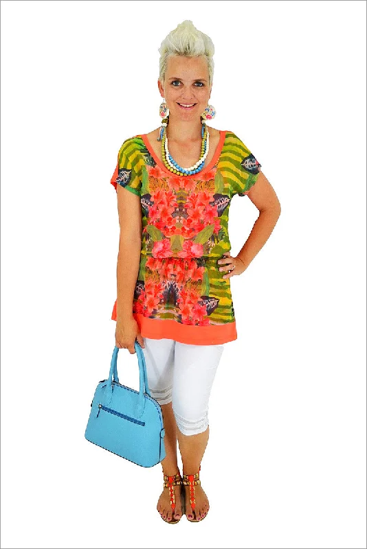 Women's Summer ShortsOrange Flower Tunic