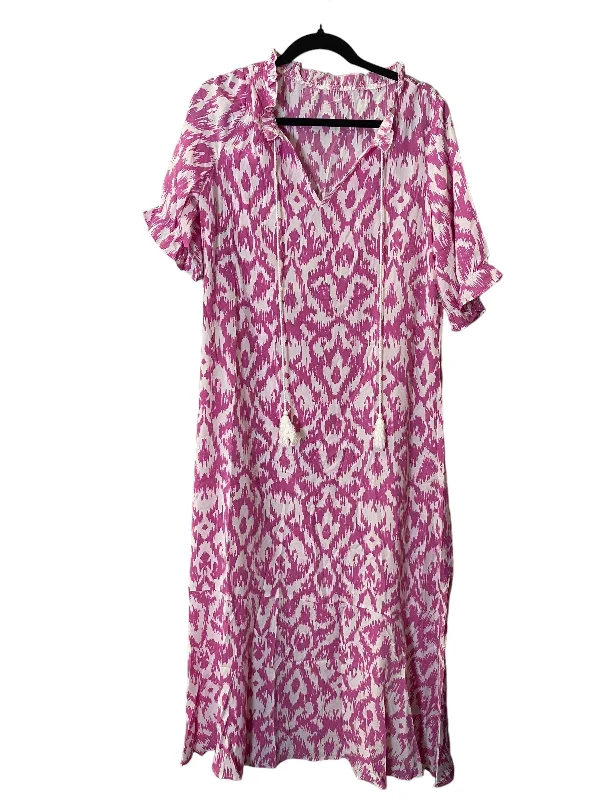 Women's Wrap DressesDress Casual Maxi By Clothes Mentor In Pink & White, Size: L