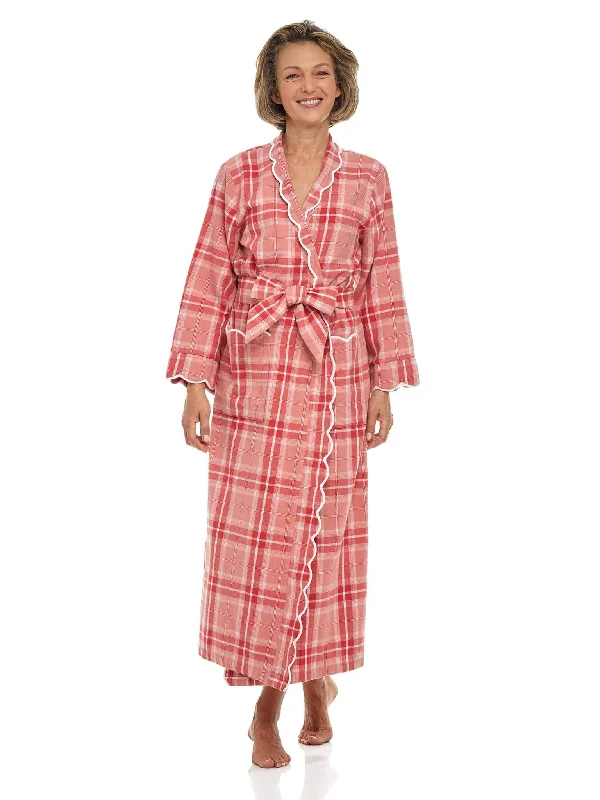 women's pajamas with lace trimElegant Red Flannel Plaid Classic Robe