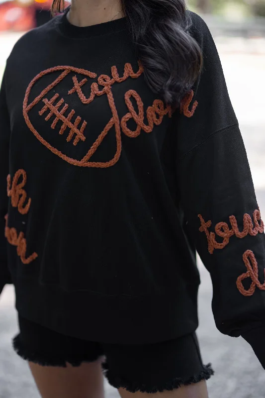 Women's Blouse with Boat CollarTouchdown Obsessed Black Football Sweatshirt