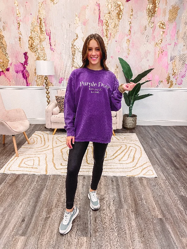 Women's Blouse with Peter Pan CollarPurple Door Corded Purple Sweatshirt