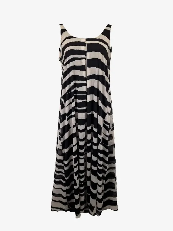 Women's Keyhole-Back DressesAlice + Olivia Breezy Zebra Stripe Summer Maxi Dress Size L