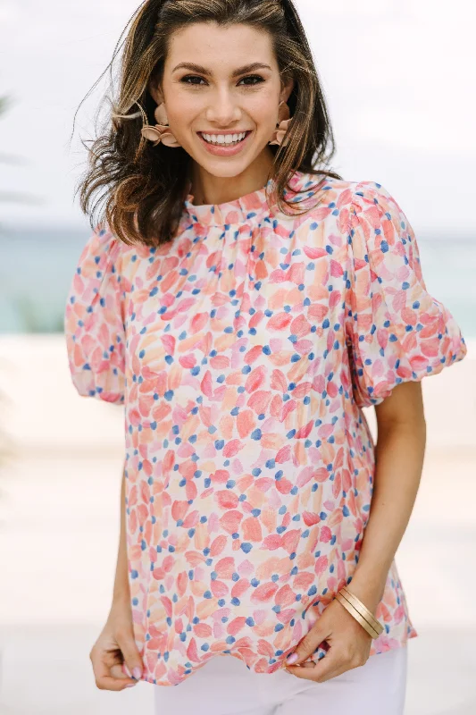 Women's Moisture-Wicking ShortsSomeone Like You Blush Pink Floral Blouse