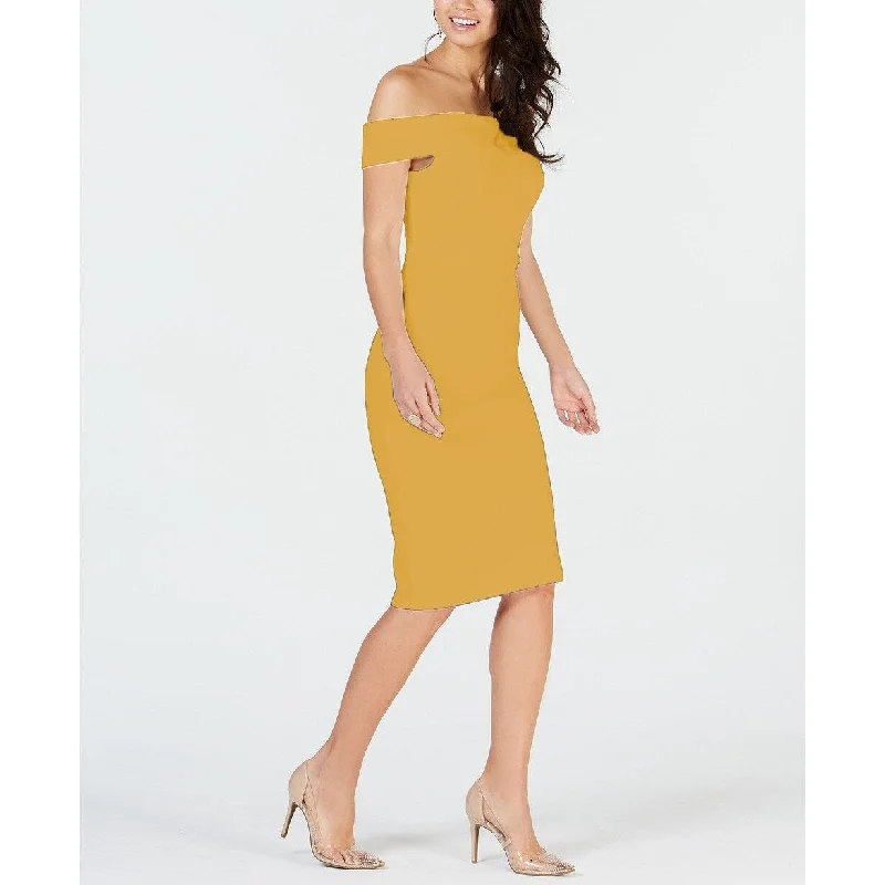 Women's Sweetheart-Neck DressesThalia Sodi Women's Off-The-Shoulder Bodycon Dress Yellow Size Extra Large - X-Large