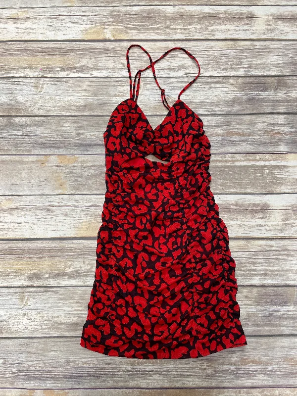 Women's High Collar DressesBlack & Red Dress Casual Short Cme, Size S