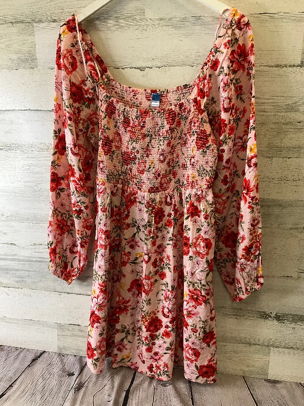 Women's Rounded-Neck DressesPink Dress Casual Short Old Navy, Size Large