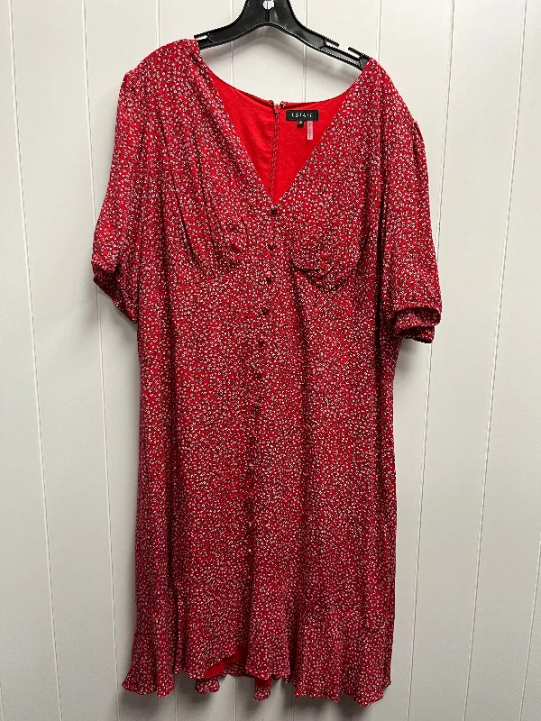 Women's Collarless DressesRed Dress Casual Short 1.state, Size 2x