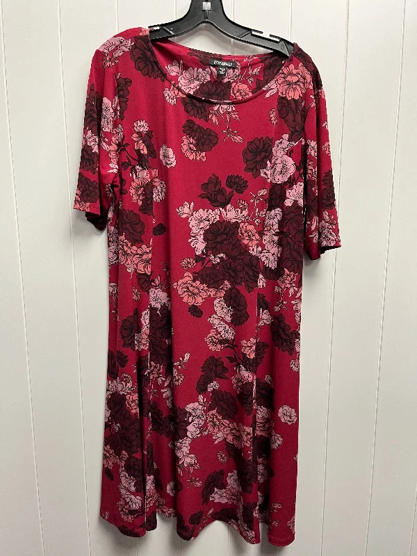 Women's Square-Neck DressesRed Dress Casual Short Roz And Ali, Size 1x