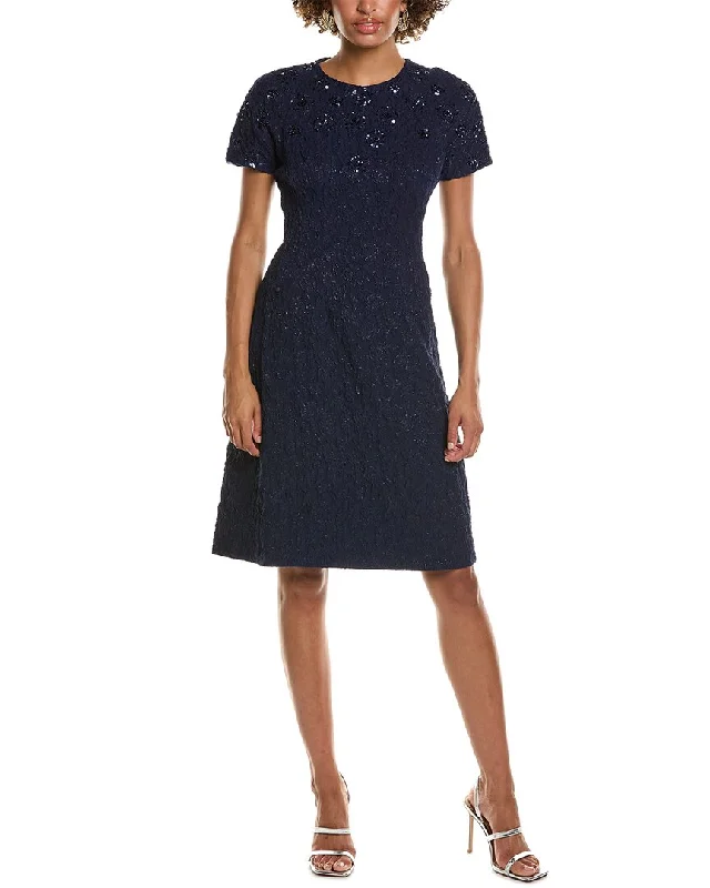 Women's Peter Pan Collar DressesTeri Jon by Rickie Freeman Metallic Jacquard Jewel A-Line Dress