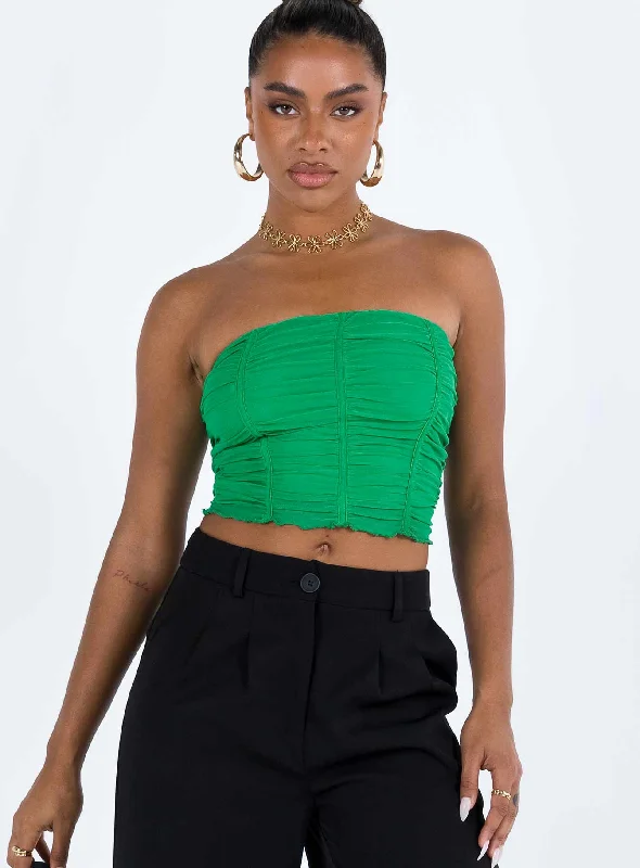 Women's Blouse with Notched CollarCaldwell Tube Top Green