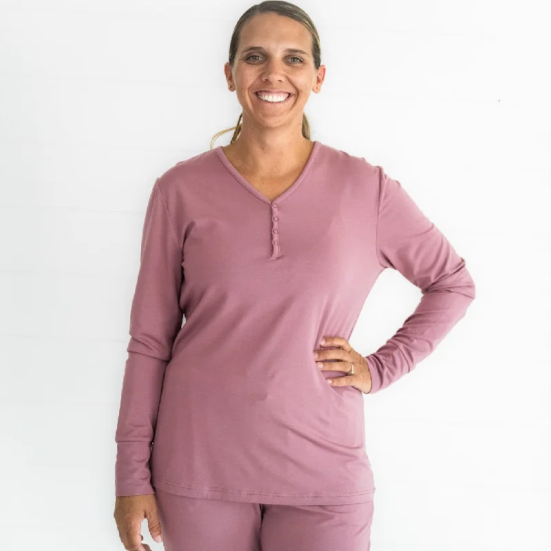 women's pajamas with a touch of elegance and sophisticationDusty Plum Cozy Women's Pajama Top