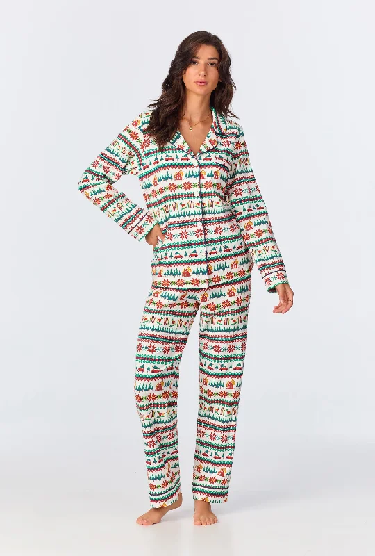 women's pajamas for a good night's sleepFestive Fairisle Long Sleeve Classic Stretch Jersey PJ Set